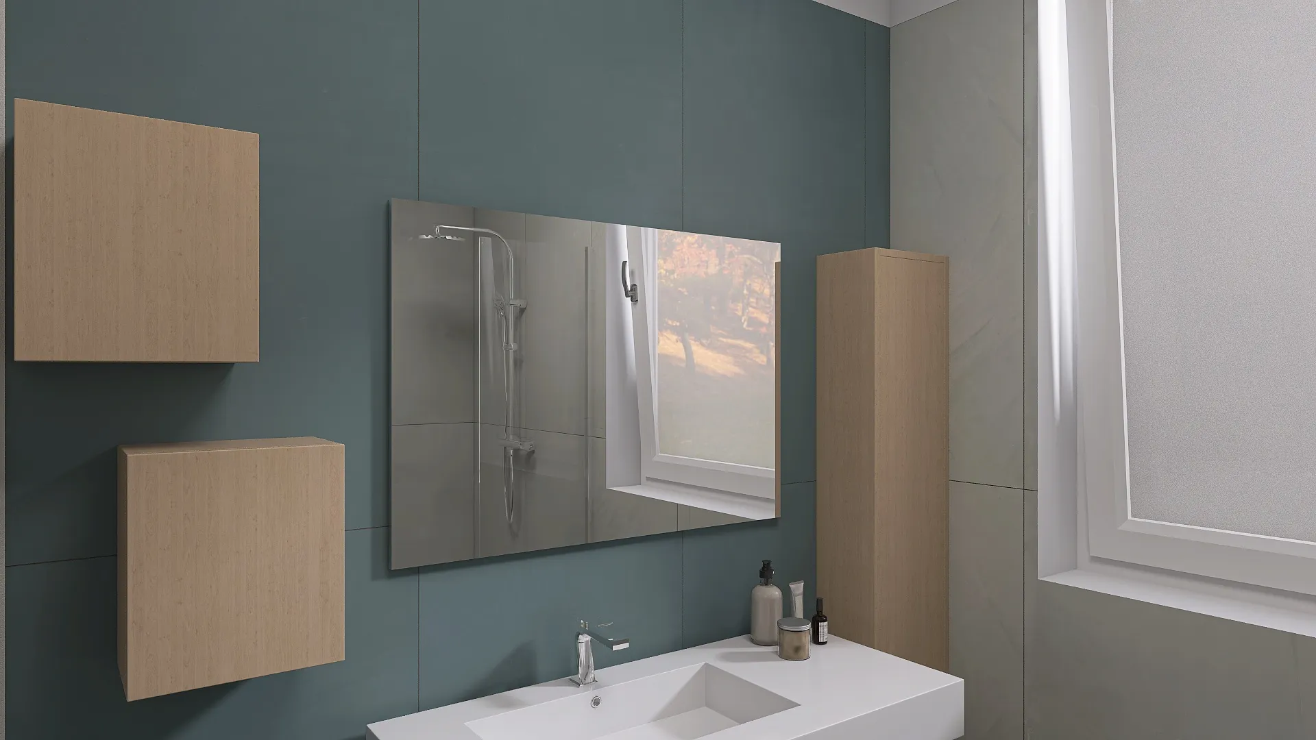 Render progetto bagno in stile Cementato realizzato da Edil Centro, ambientazione 04
