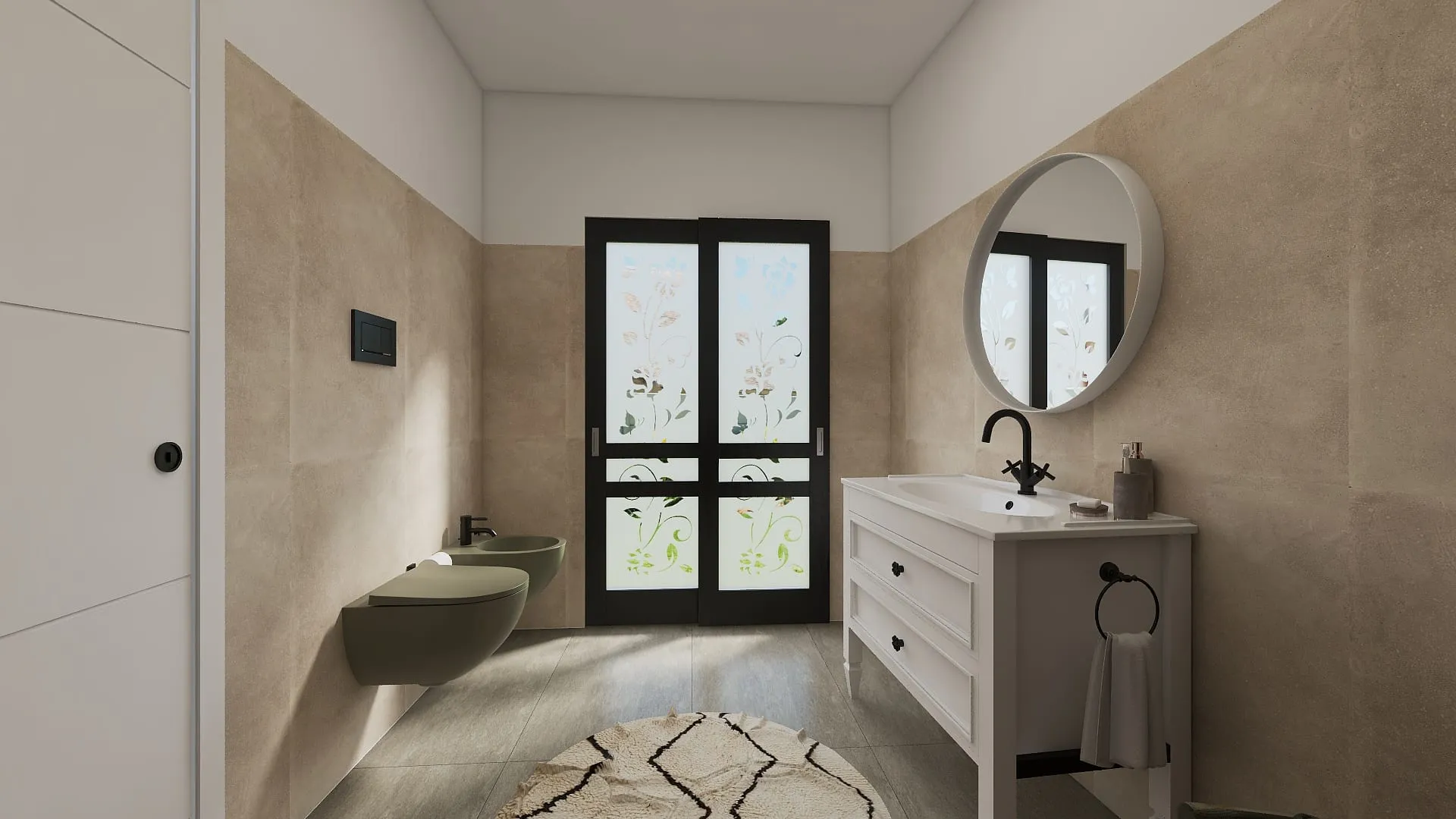 Render progetto bagno in stile Cementato realizzato da Edil Centro, ambientazione 05