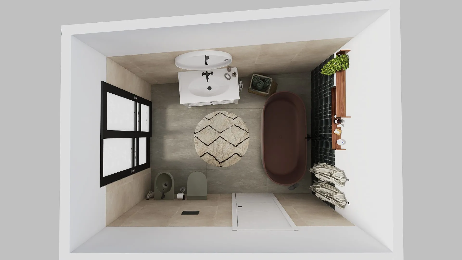 Render progetto bagno in stile Cementato realizzato da Edil Centro, ambientazione 08