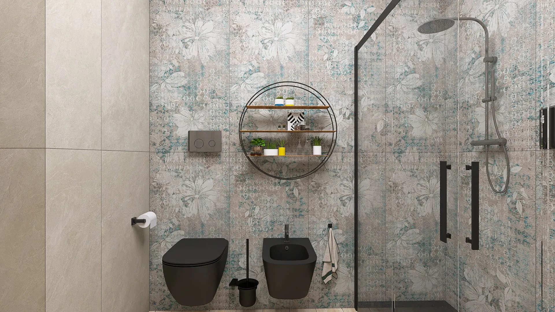 Render progetto bagno in stile Floreale realizzato da Edil Centro, ambientazione 07