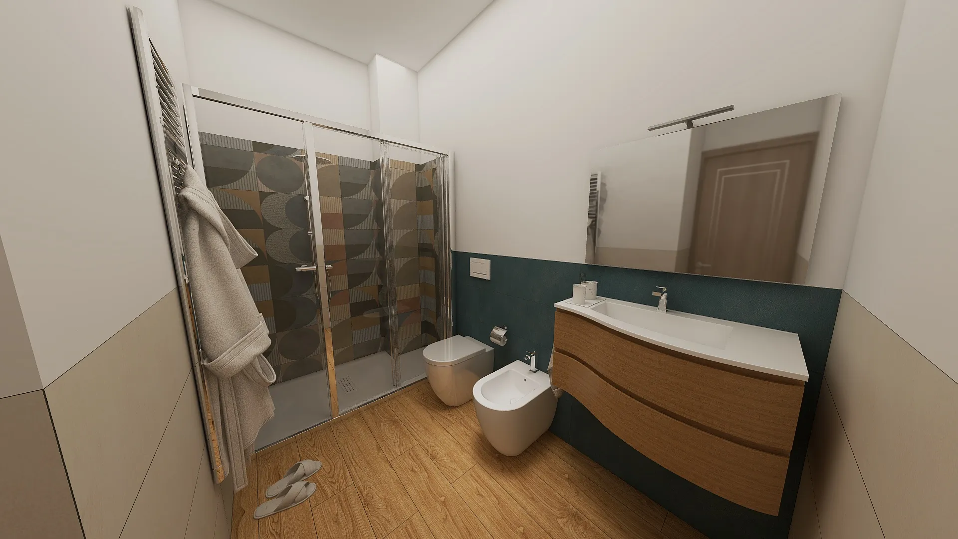 Render progetto bagno in stile Geometrico realizzato da Edil Centro, ambientazione 03