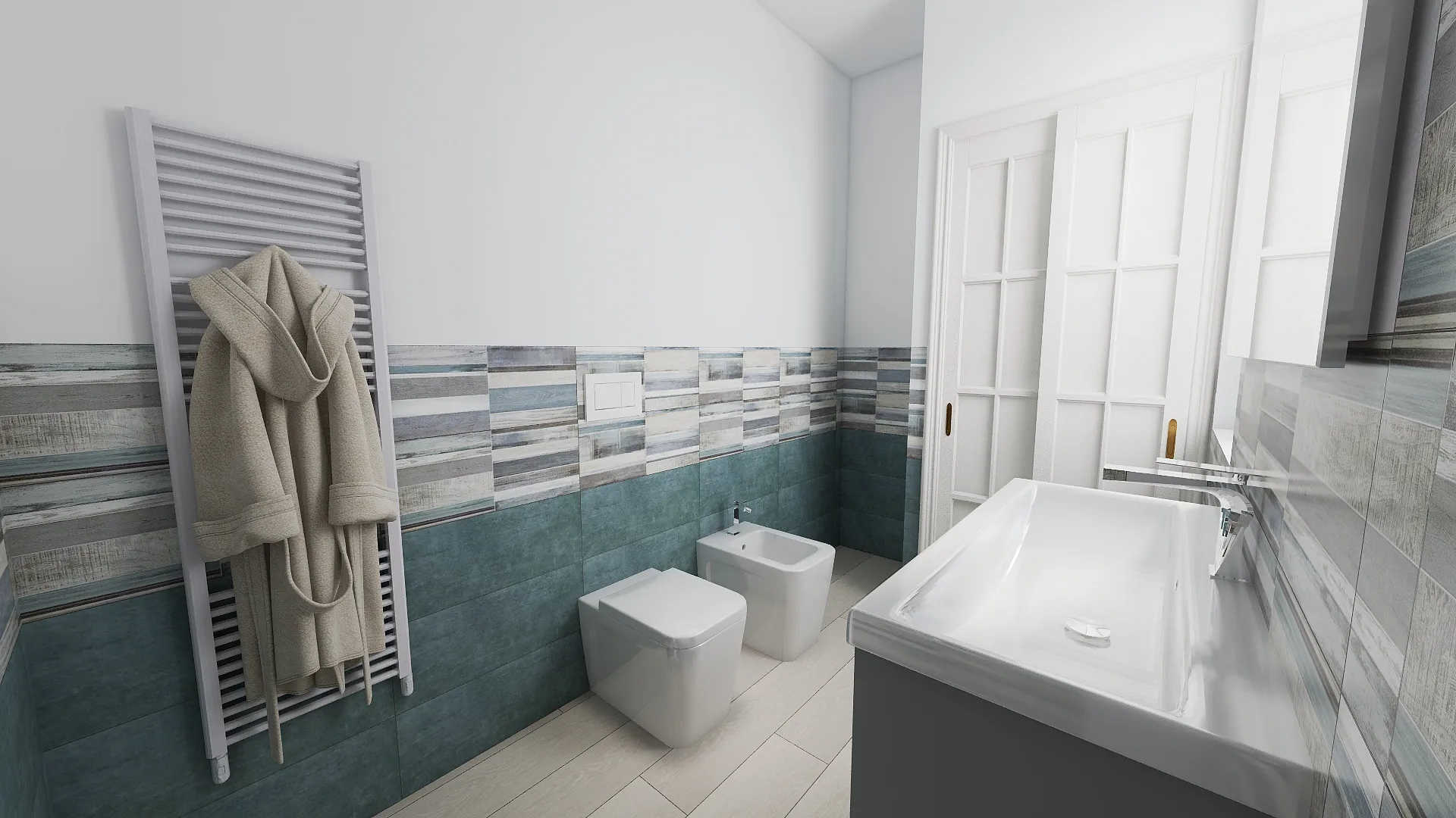 Render progetto bagno in stile Geometrico realizzato da Edil Centro, ambientazione 05
