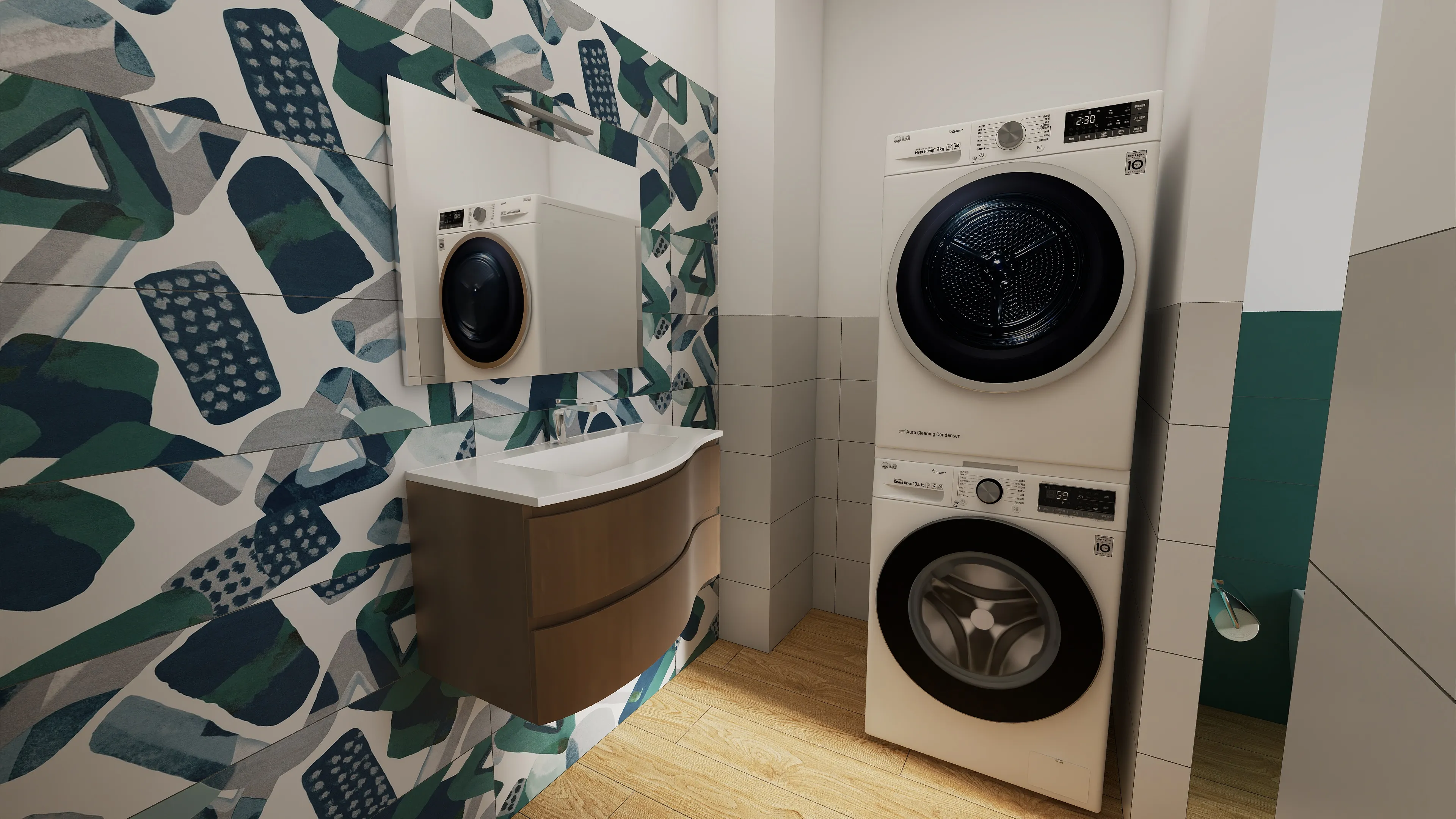Render progetto bagno in stile Geometrico realizzato da Edil Centro, ambientazione 08