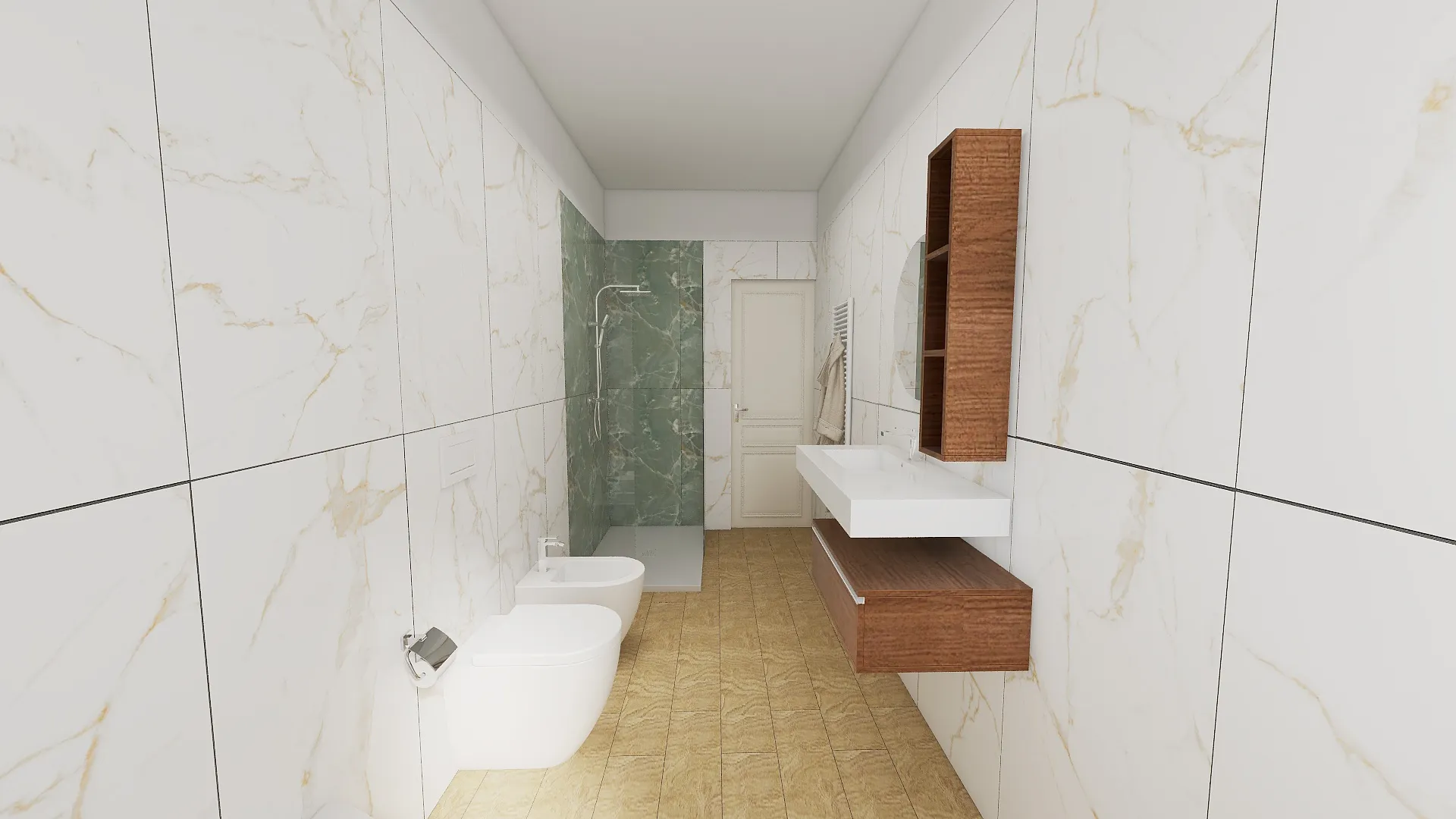 Render progetto bagno in stile Marmo realizzato da Edil Centro, ambientazione 02