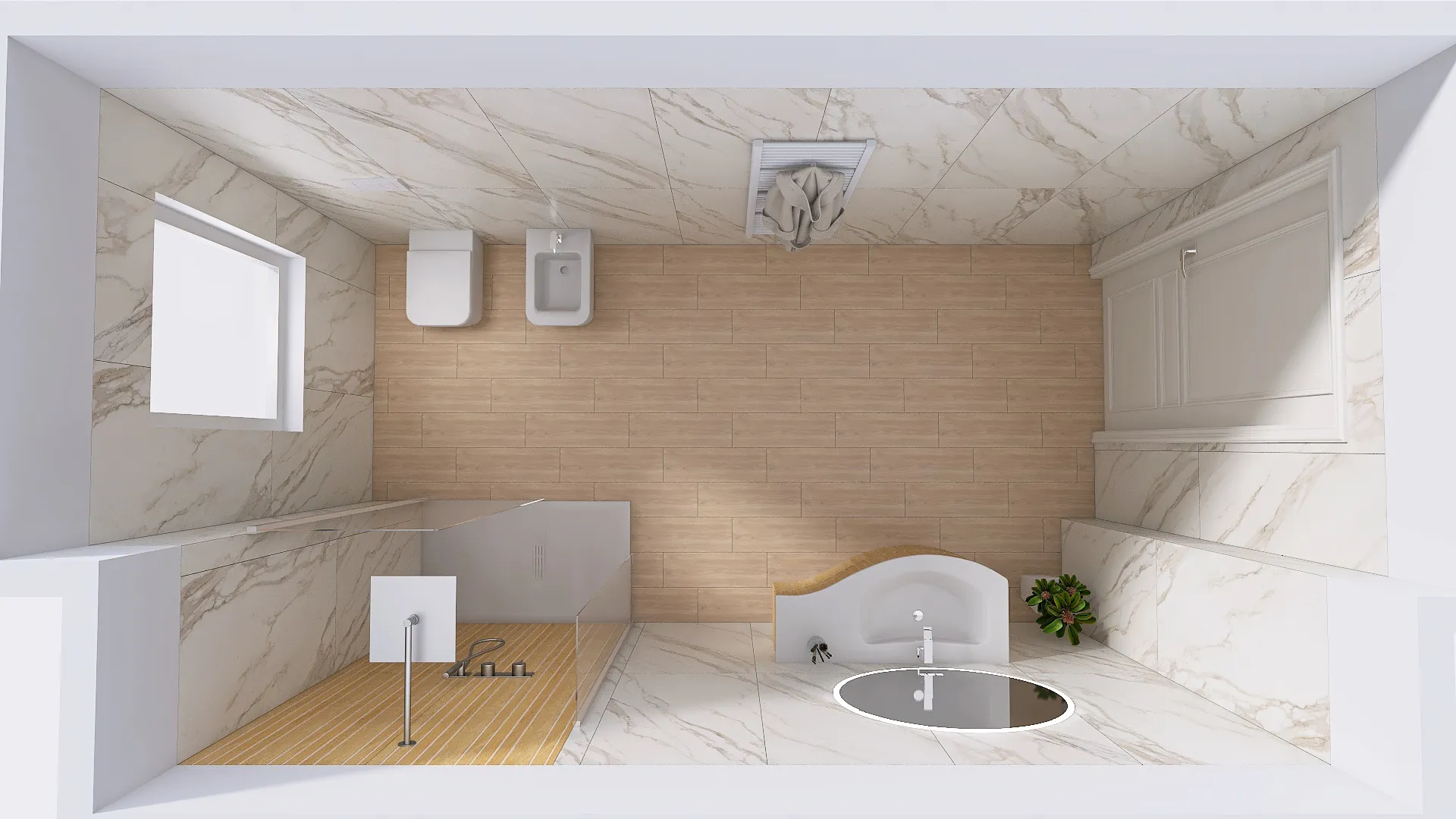 Render progetto bagno in stile Marmo realizzato da Edil Centro, ambientazione 04