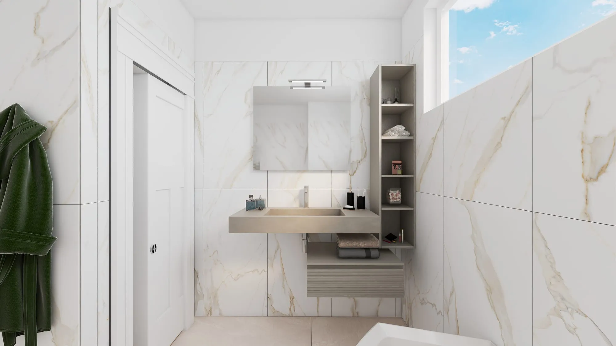 Render progetto bagno in stile Marmo realizzato da Edil Centro, ambientazione 09