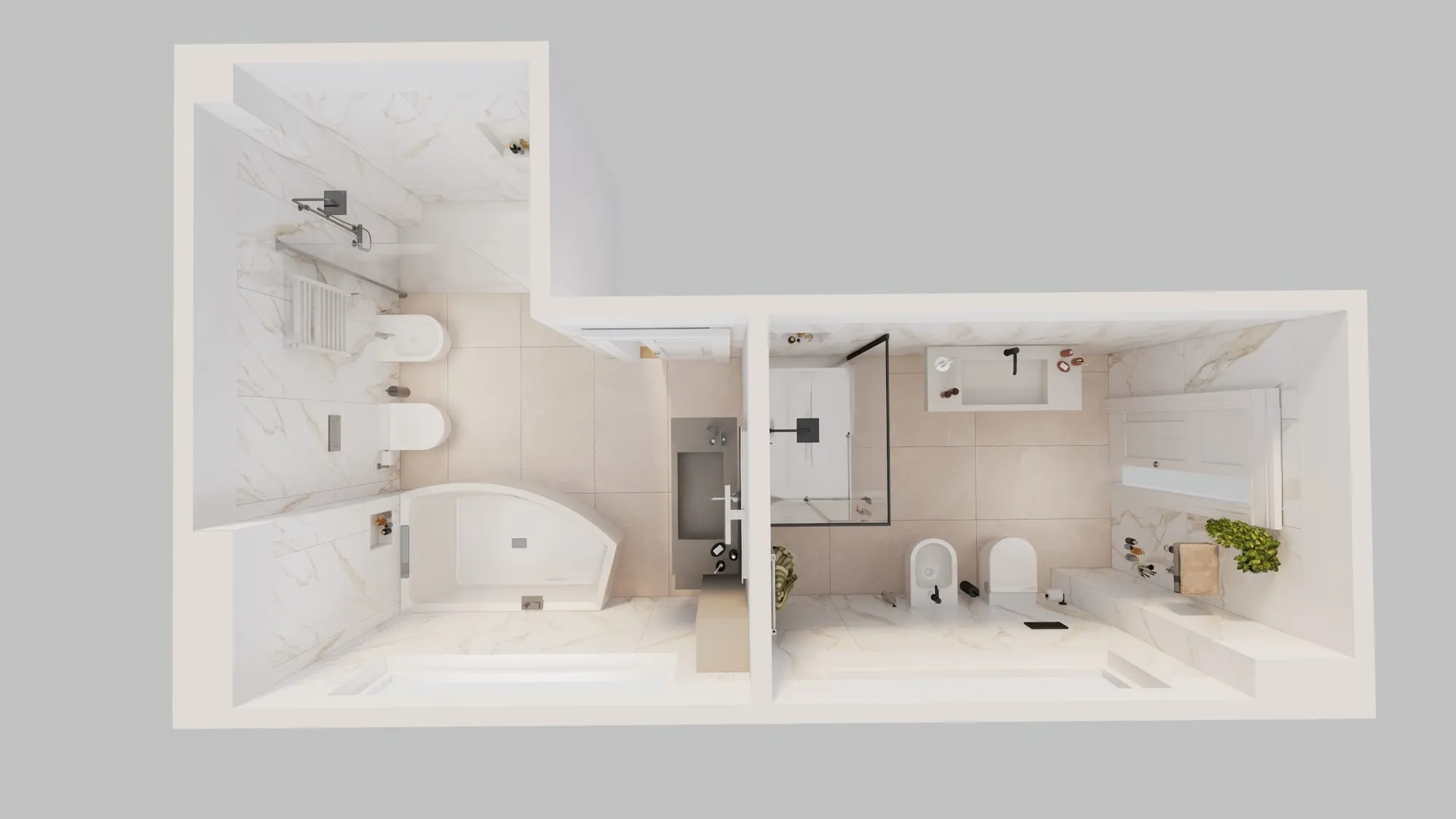 Render progetto bagno in stile Marmo realizzato da Edil Centro, ambientazione 10