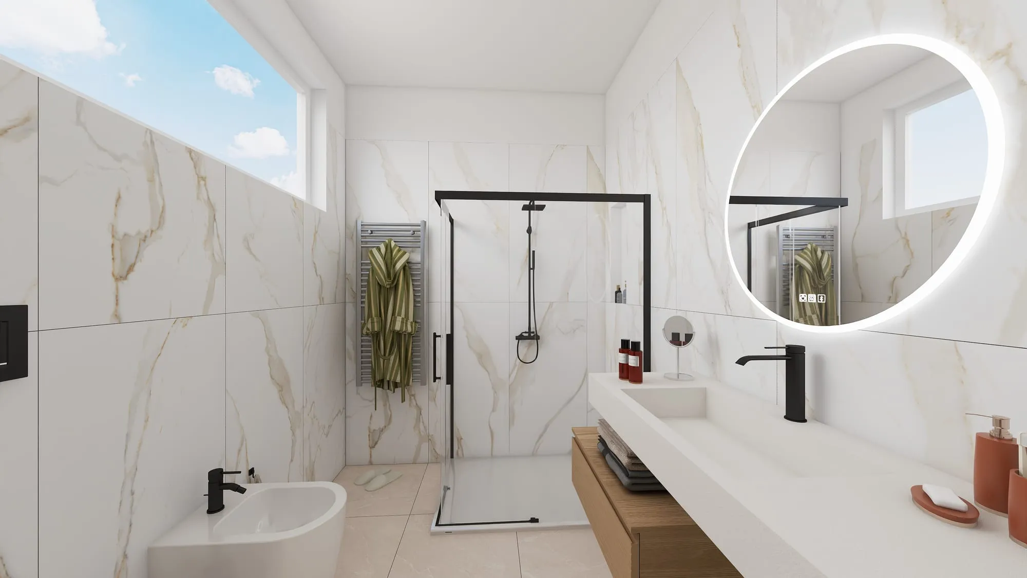 Render progetto bagno in stile Marmo realizzato da Edil Centro, ambientazione 11