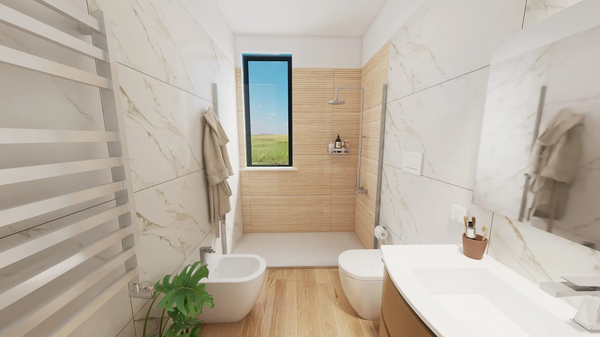 Render progetto bagno in stile Marmo realizzato da Edil Centro, ambientazione 13